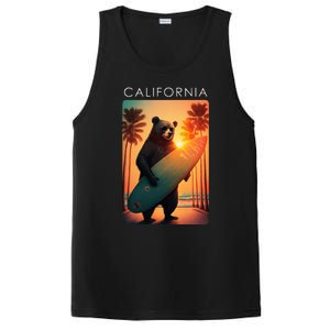 Cool Republic Bear Surfing Beach California PosiCharge Competitor Tank