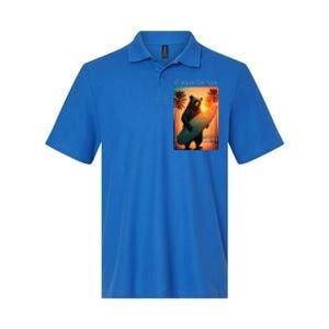 Cool Republic Bear Surfing Beach California Softstyle Adult Sport Polo