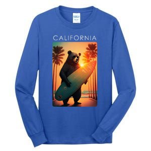 Cool Republic Bear Surfing Beach California Tall Long Sleeve T-Shirt