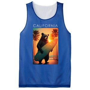 Cool Republic Bear Surfing Beach California Mesh Reversible Basketball Jersey Tank