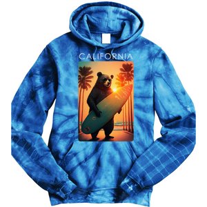 Cool Republic Bear Surfing Beach California Tie Dye Hoodie