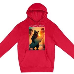 Cool Republic Bear Surfing Beach California Premium Pullover Hoodie