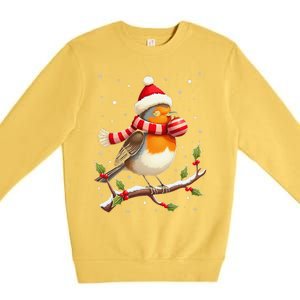 Cute Robin Bird Christmas Bird Watching Lover Xmas Watcher Premium Crewneck Sweatshirt