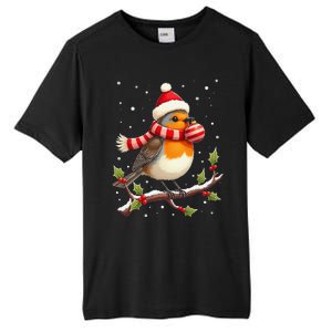 Cute Robin Bird Christmas Bird Watching Lover Xmas Watcher Tall Fusion ChromaSoft Performance T-Shirt