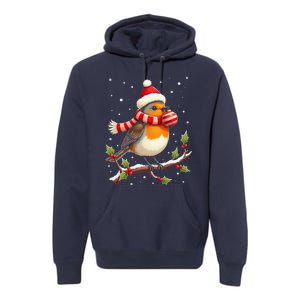 Cute Robin Bird Christmas Bird Watching Lover Xmas Watcher Premium Hoodie