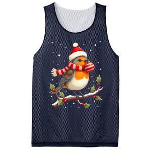 Cute Robin Bird Christmas Bird Watching Lover Xmas Watcher Mesh Reversible Basketball Jersey Tank