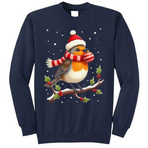 Cute Robin Bird Christmas Bird Watching Lover Xmas Watcher Tall Sweatshirt