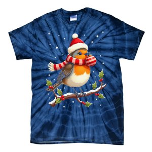 Cute Robin Bird Christmas Bird Watching Lover Xmas Watcher Tie-Dye T-Shirt