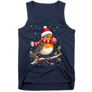 Cute Robin Bird Christmas Bird Watching Lover Xmas Watcher Tank Top