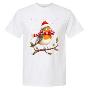 Cute Robin Bird Christmas Bird Watching Lover Xmas Watcher Garment-Dyed Heavyweight T-Shirt