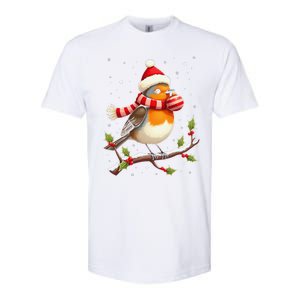 Cute Robin Bird Christmas Bird Watching Lover Xmas Watcher Softstyle CVC T-Shirt