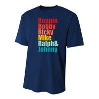Cool Ronnie Bobby Ricky Mike Ralph And Johnny Youth Performance Sprint T-Shirt