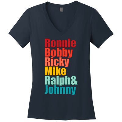 Cool Ronnie Bobby Ricky Mike Ralph And Johnny Women's V-Neck T-Shirt