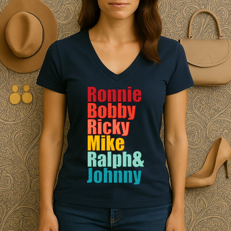 Cool Ronnie Bobby Ricky Mike Ralph And Johnny Women's V-Neck T-Shirt