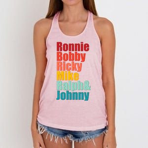 Cool Ronnie Bobby Ricky Mike Ralph And Johnny Women's Knotted Racerback Tank