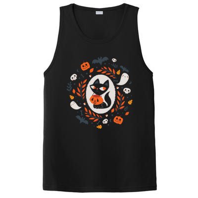 Cute Retro Black Cat Fall Halloween Gift PosiCharge Competitor Tank