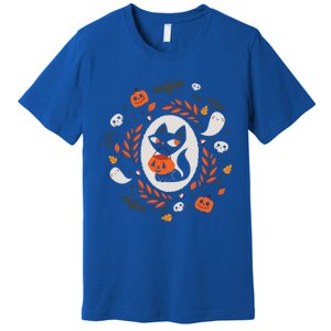 Cute Retro Black Cat Fall Halloween Gift Premium T-Shirt