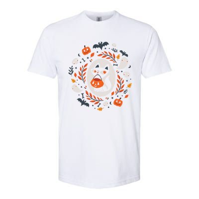 Cute Retro Black Cat Fall Halloween Gift Softstyle CVC T-Shirt