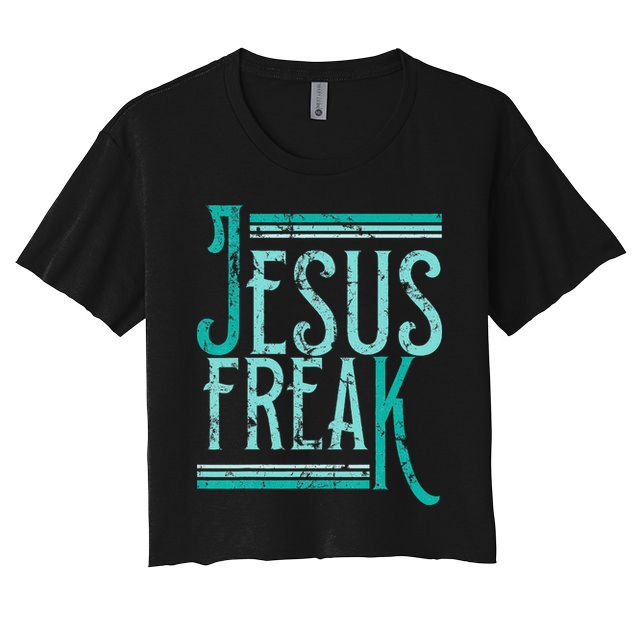 Christian Religious Bible Jesus Freak Distressed Crop Top
