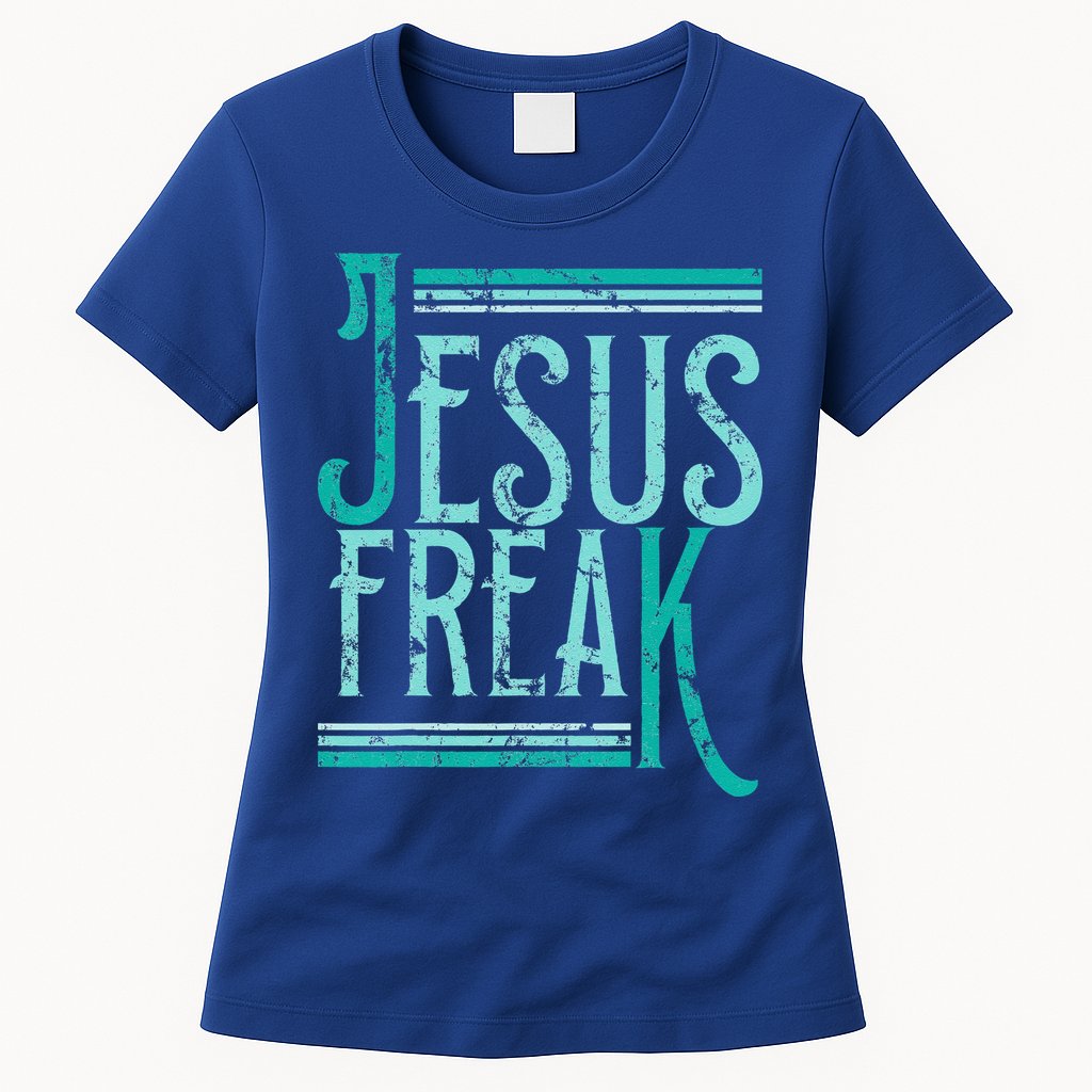 Christian Religious Bible Jesus Freak Distressed Womens T-Shirt