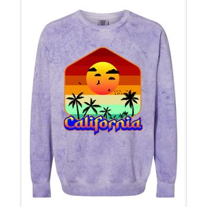 California Retro Beach Sunset Logo Colorblast Crewneck Sweatshirt