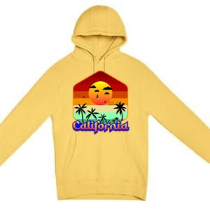 California Retro Beach Sunset Logo Premium Pullover Hoodie