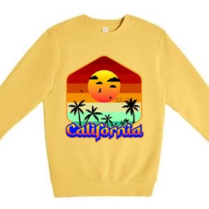 California Retro Beach Sunset Logo Premium Crewneck Sweatshirt