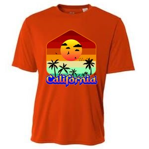 California Retro Beach Sunset Logo Cooling Performance Crew T-Shirt