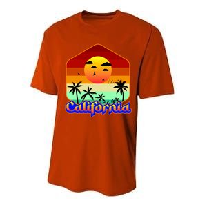 California Retro Beach Sunset Logo Performance Sprint T-Shirt