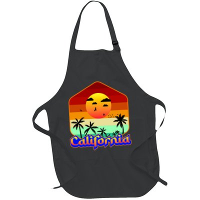 California Retro Beach Sunset Logo Apron