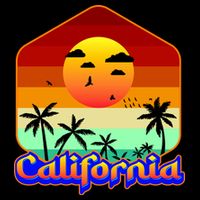 California Retro Beach Sunset Logo Impact Tech Backpack