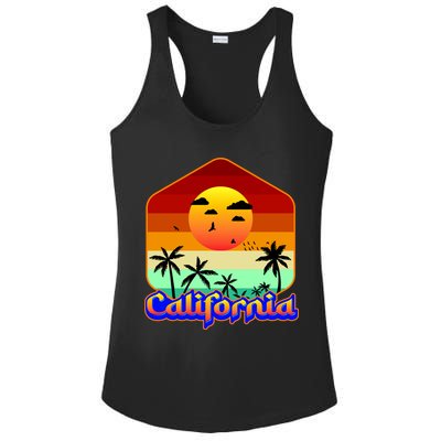California Retro Beach Sunset Logo Ladies PosiCharge Competitor Racerback Tank