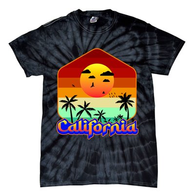 California Retro Beach Sunset Logo Tie-Dye T-Shirt