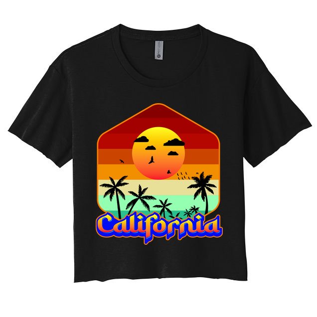 California Retro Beach Sunset Logo Crop Top