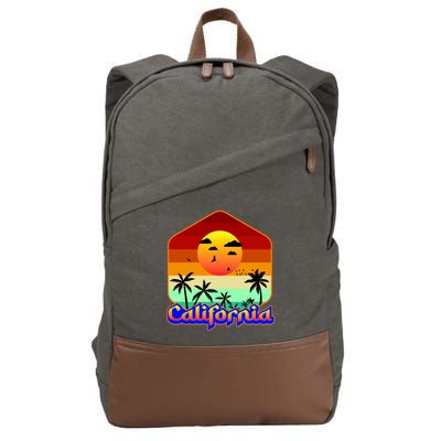California Retro Beach Sunset Logo Cotton Canvas Backpack