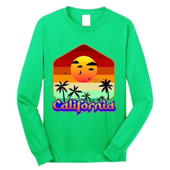 California Retro Beach Sunset Logo Long Sleeve Shirt