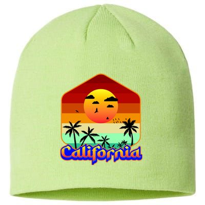 California Retro Beach Sunset Logo Sustainable Beanie