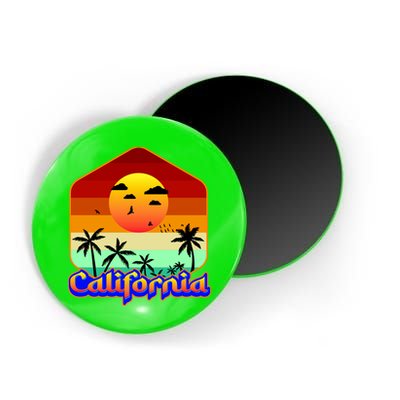 California Retro Beach Sunset Logo Magnet