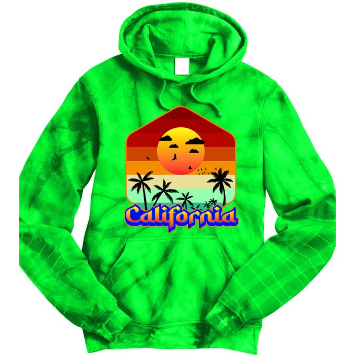 California Retro Beach Sunset Logo Tie Dye Hoodie