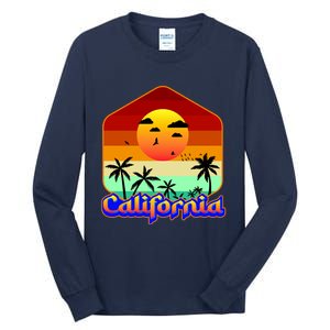 California Retro Beach Sunset Logo Tall Long Sleeve T-Shirt