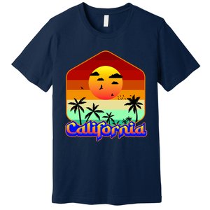 California Retro Beach Sunset Logo Premium T-Shirt