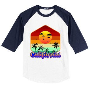 California Retro Beach Sunset Logo Baseball Sleeve Shirt