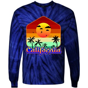 California Retro Beach Sunset Logo Tie-Dye Long Sleeve Shirt