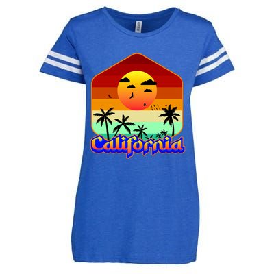 California Retro Beach Sunset Logo Enza Ladies Jersey Football T-Shirt