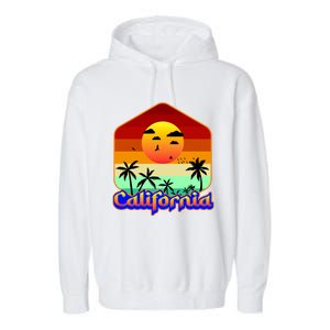 California Retro Beach Sunset Logo Garment-Dyed Fleece Hoodie