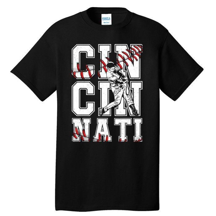 Cincinnati Retro Baseball Lover Met At Game Day Tall T-Shirt