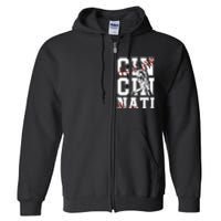 Cincinnati Retro Baseball Lover Met At Game Day Full Zip Hoodie