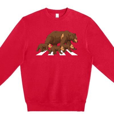 Crossing Road Bear Wildlife Wild Camping Campers Bear Premium Crewneck Sweatshirt