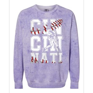 Cincinnati Retro Baseball Lover Met At Game Day Colorblast Crewneck Sweatshirt