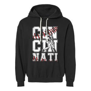 Cincinnati Retro Baseball Lover Met At Game Day Garment-Dyed Fleece Hoodie